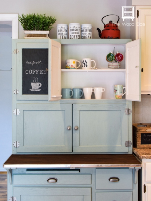 A Hoosier Cabinet Made Into A Coffee Bar The Wood Spa By Pat Rios